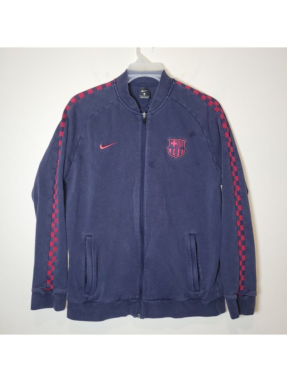 VTG Nike FC Barcelona Activewear Track Jacket Men's Large Navy Blue Full Zip
